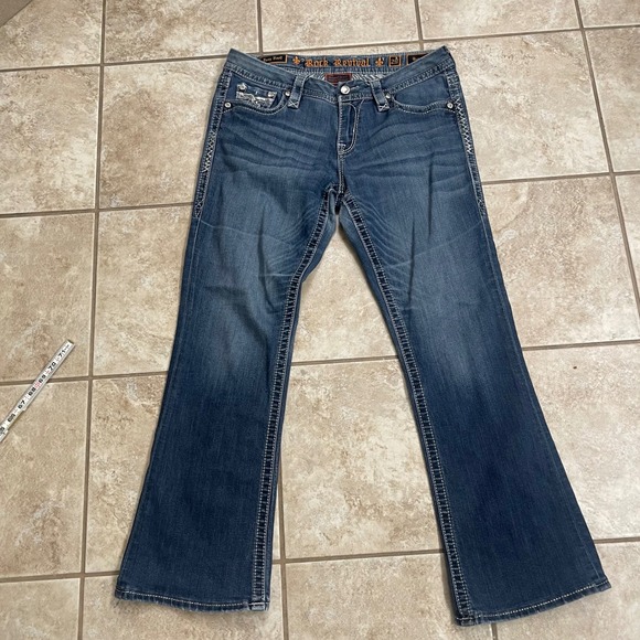 Women's Rock Revival Betty Easy Boot Denim Blue Jeans Size 29 Embroidered Studs - Picture 11 of 11